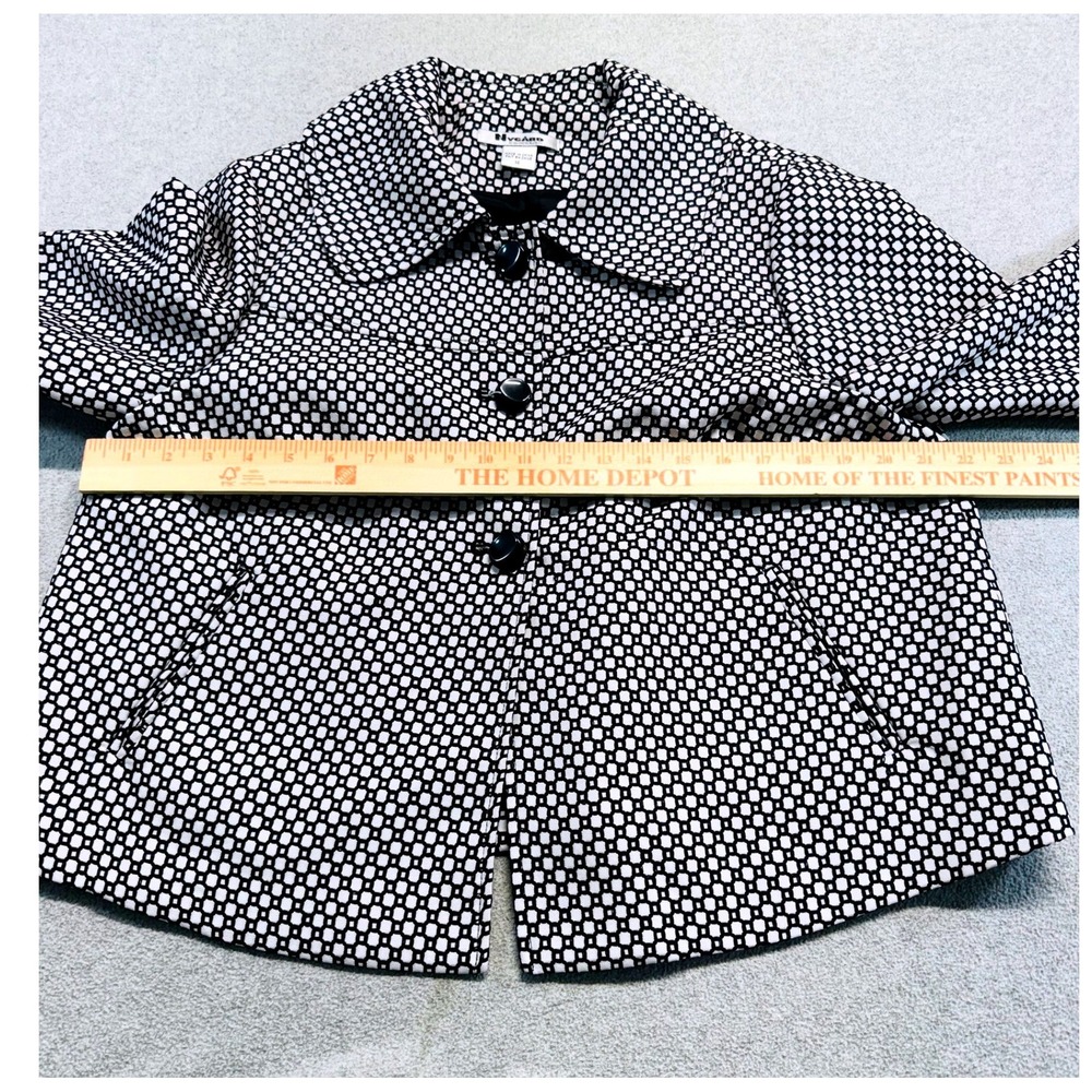Nygard Collection Women's 14 Black White Geometric Mod Swing Jacket 3/4 Sleeve - Picture 8 of 10